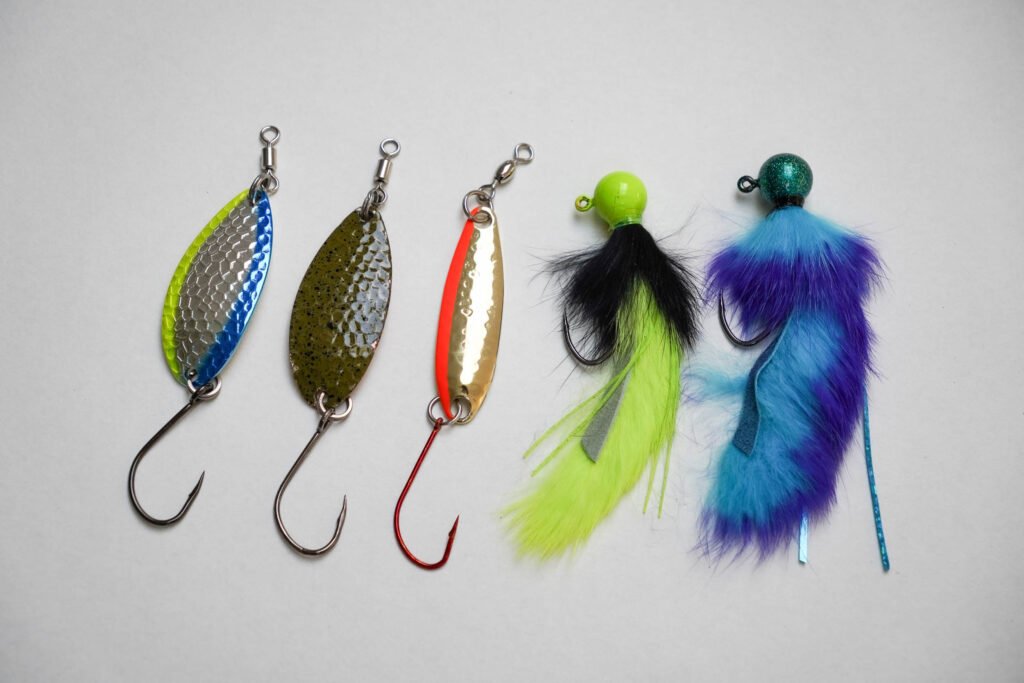 A collection of popular salmon fishing spoons and twitching jigs
