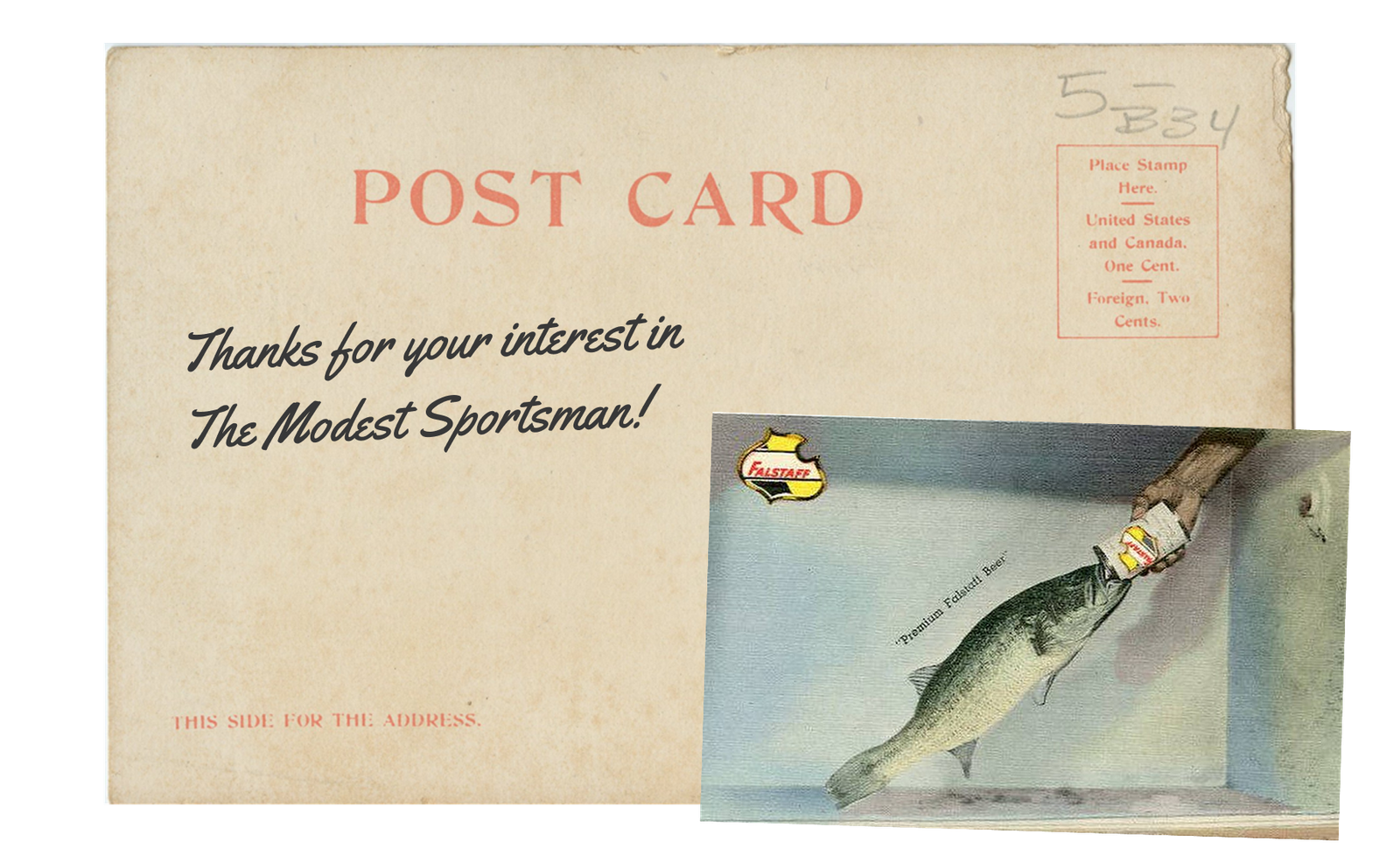 Vintage fishing postcard